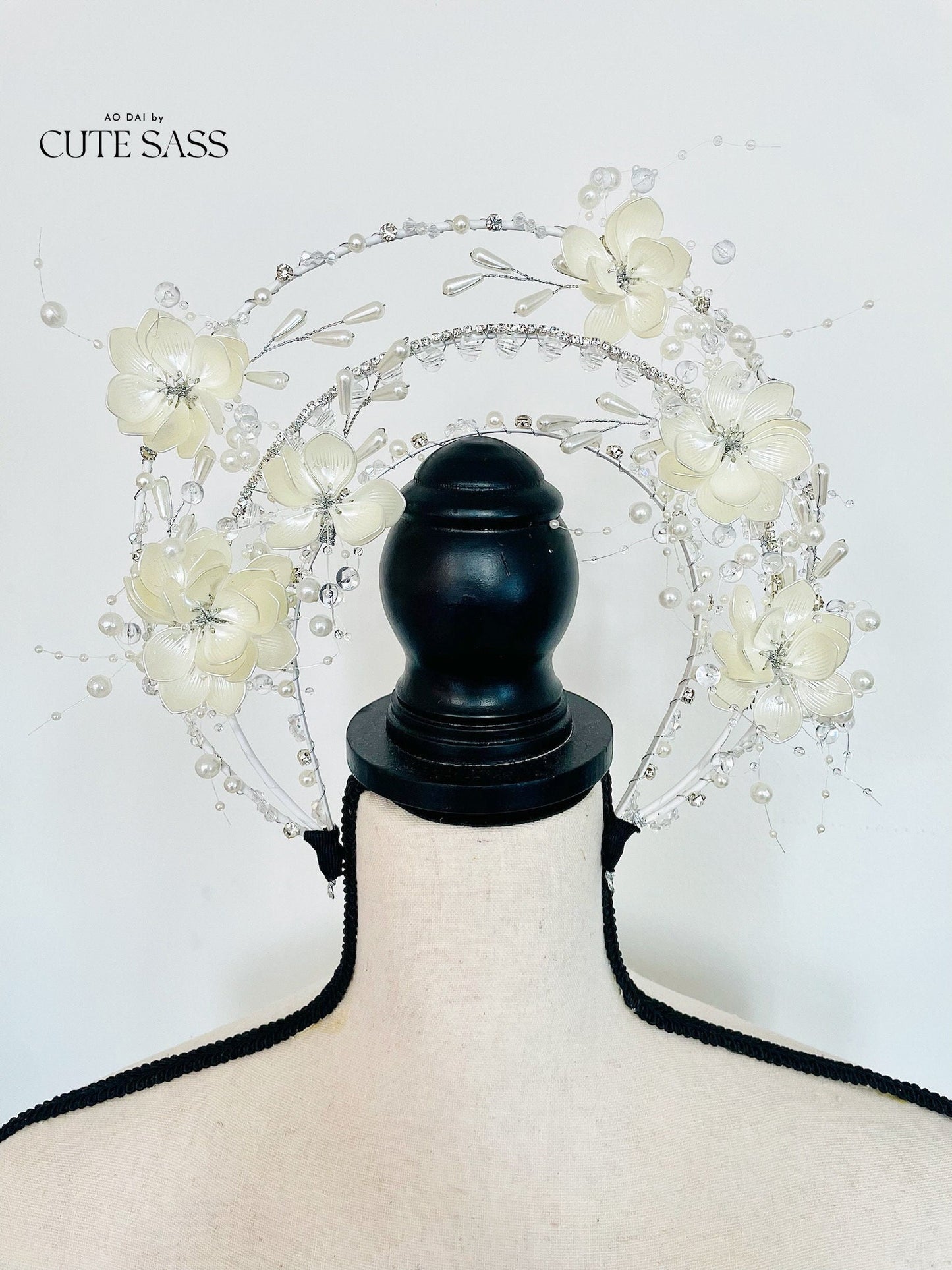 LUNA FLORA Lotus Pearl Head Piece #8 | Vietnamese Ao Dai Accessories | Wedding Ao Dai | Bridal Ao Dai| Tet Lunar New Year Headband