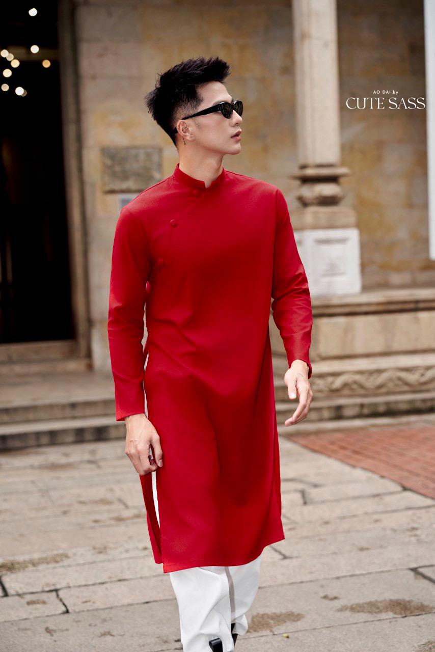 Men Linen Button Ao Dai Top (4 COLORS)