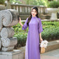 Purple Chiffon Pearl Bows Ao Dai Top Set with Lime Gam Pants| Pre-made Modernized Viet Ao Dai| Pastel Ao Dai | Lunar New Year|40D