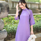 Purple Chiffon Pearl Bows Ao Dai Top Set with Lime Gam Pants| Pre-made Modernized Viet Ao Dai| Pastel Ao Dai | Lunar New Year|40D