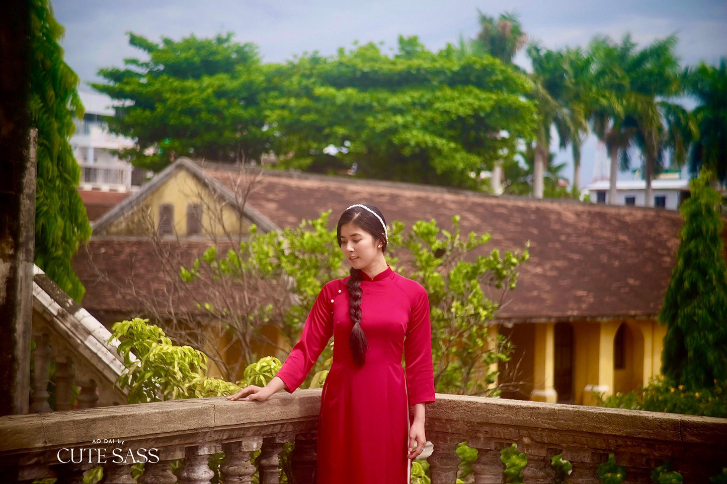 Maroon Ngoc Trai Silk Pearl Ao Dai Set | Pre-made Traditional Vietnamese Ao Dai|Lunar New Year| Ao Dai Truyen Thong|Ao Dai with Pants|2324B