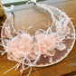 LUNA FLORA Peach Peony Feather Head Piece #4 | Vietnamese Ao Dai Accessories | Wedding Ao Dai | Bridal Ao Dai| Tet Lunar New Year Headband