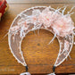 LUNA FLORA Peach Peony Feather Head Piece #4 | Vietnamese Ao Dai Accessories | Wedding Ao Dai | Bridal Ao Dai| Tet Lunar New Year Headband