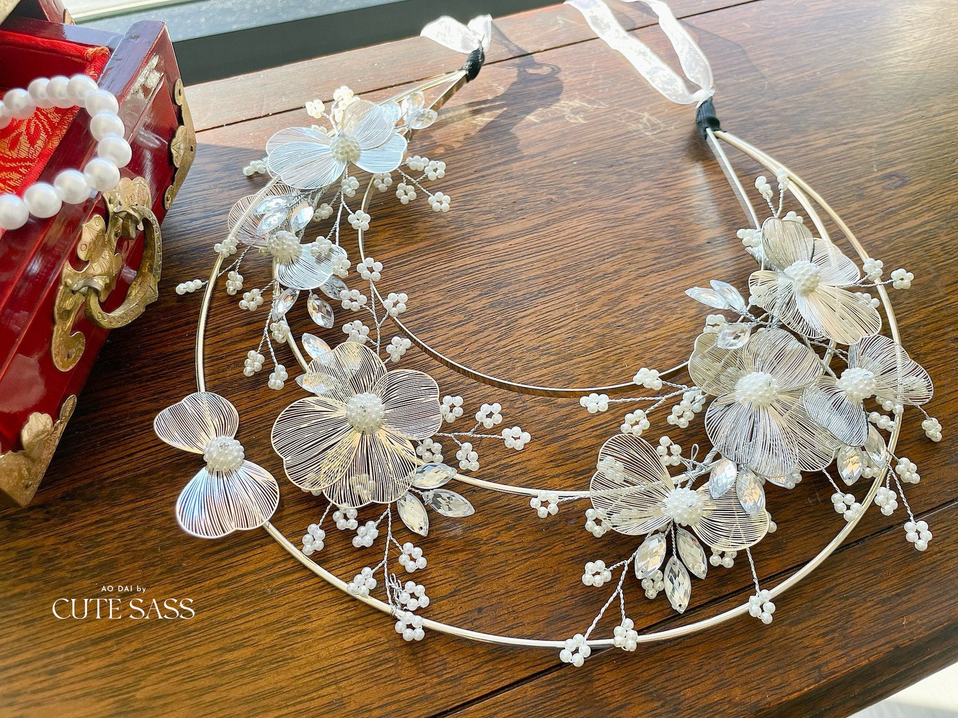 LUNA FLORA Metallica Blossom Head Piece #7 | Vietnamese Ao Dai Accessories | Wedding Ao Dai | Bridal Ao Dai| Tet Lunar New Year Headband