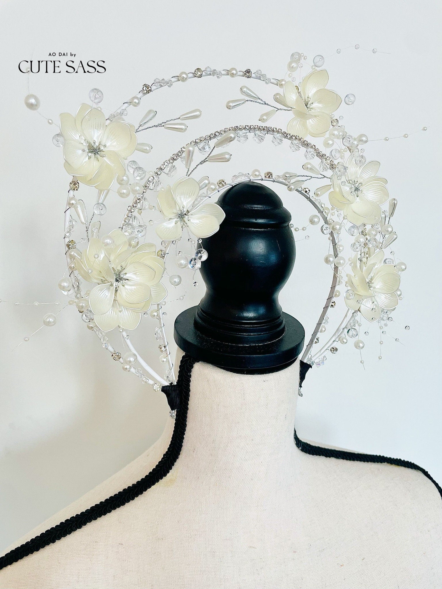 LUNA FLORA Lotus Pearl Head Piece #8 | Vietnamese Ao Dai Accessories | Wedding Ao Dai | Bridal Ao Dai| Tet Lunar New Year Headband