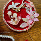 LUNA FLORA Red Velvet Garden Mini Fan Hac #2 #4| Ao Dai and Wedding Accessories | Gold Accessory Fan