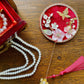 LUNA FLORA Red Velvet Garden Mini Fan Hac #2 #4| Ao Dai and Wedding Accessories | Gold Accessory Fan