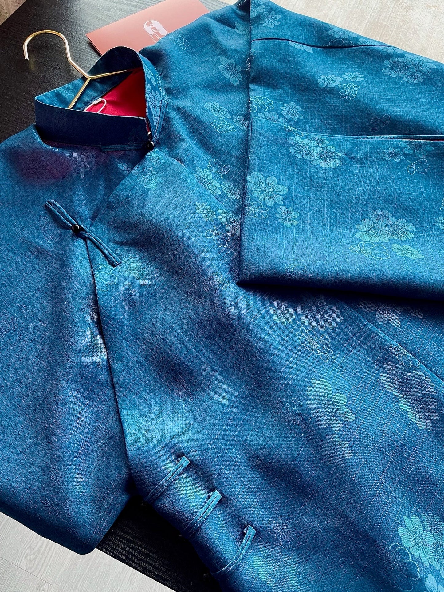 Men Áo Tấc - Prussian Blue Hidden Patterns (Top only) | Ao Tac | Áo Ngũ Thân Tay Thụng |Ao Dai Truyen Thong | Vietnamese Viet Phuc|28A