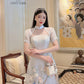 Light Blue Cut Out Ao Dai Set