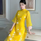 Yellow Mai 3D Branches Ao Dai Set | Pre-made Modernized Vietnamese Ao Dai| Women Ao Dai with Pants| Lunar New Year| Ao Dai Cach Tan