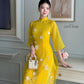 Yellow Mai 3D Branches Ao Dai Set | Pre-made Modernized Vietnamese Ao Dai| Women Ao Dai with Pants| Lunar New Year| Ao Dai Cach Tan