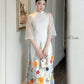 White Flower Garden Field Ao Dai Set | Pre-made Modernized Vietnamese with Pants| Lunar New Year| Ao Dai Cach Tan