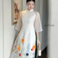 White Flower Garden Field Ao Dai Set | Pre-made Modernized Vietnamese with Pants| Lunar New Year| Ao Dai Cach Tan