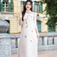 Cream Holly Berries Ao Dai Set (Red Pants) | Pre-made Traditional Vietnamese Ao Dai| Women Ao Dai with Pants | Lunar New Year|5C