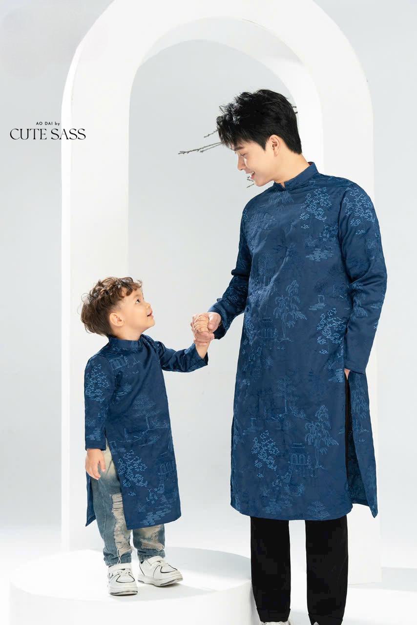 Men and Boy Red Lan Ao Dai Set 17B| Pre-made Vietnamese Ao Dai| Lunar New Year | Ao Dai for Girl, Mom, Dad, Boy | Ao Dai Tet| 17B