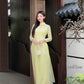 Lime Yellow Embroidery Linh Lan Ao Dai Set 25D