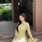 Lime Yellow Embroidery Linh Lan Ao Dai Set 25D