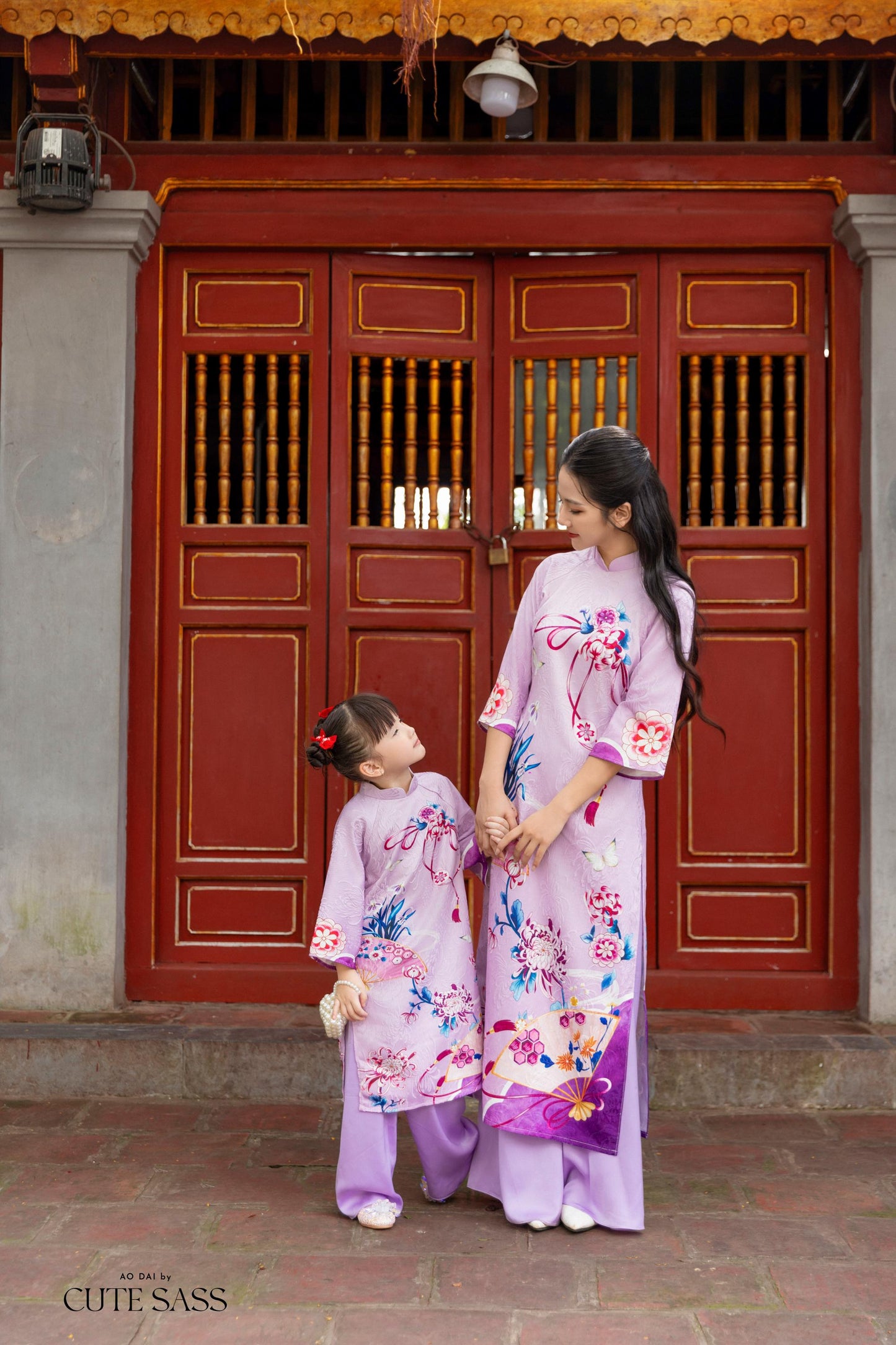 Mom and Daughter Purple Vibrant Matching Ao Dai Set| Pre-made Traditional Vietnamese Ao Dai | Lunar New Year | Ao Dai for Girl, Mom|