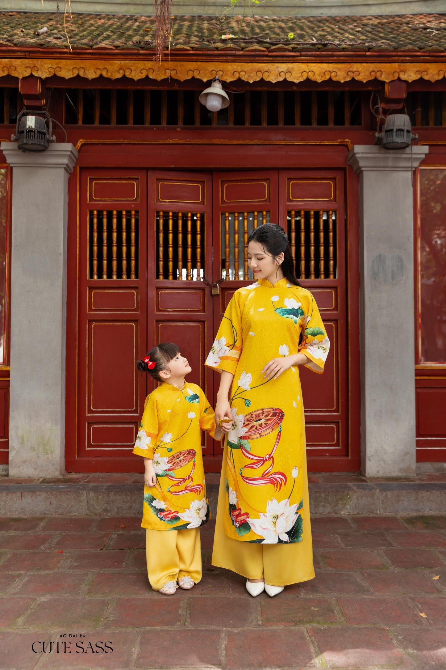 Mom and Daughter Yellow Vibrant Matching Ao Dai Set