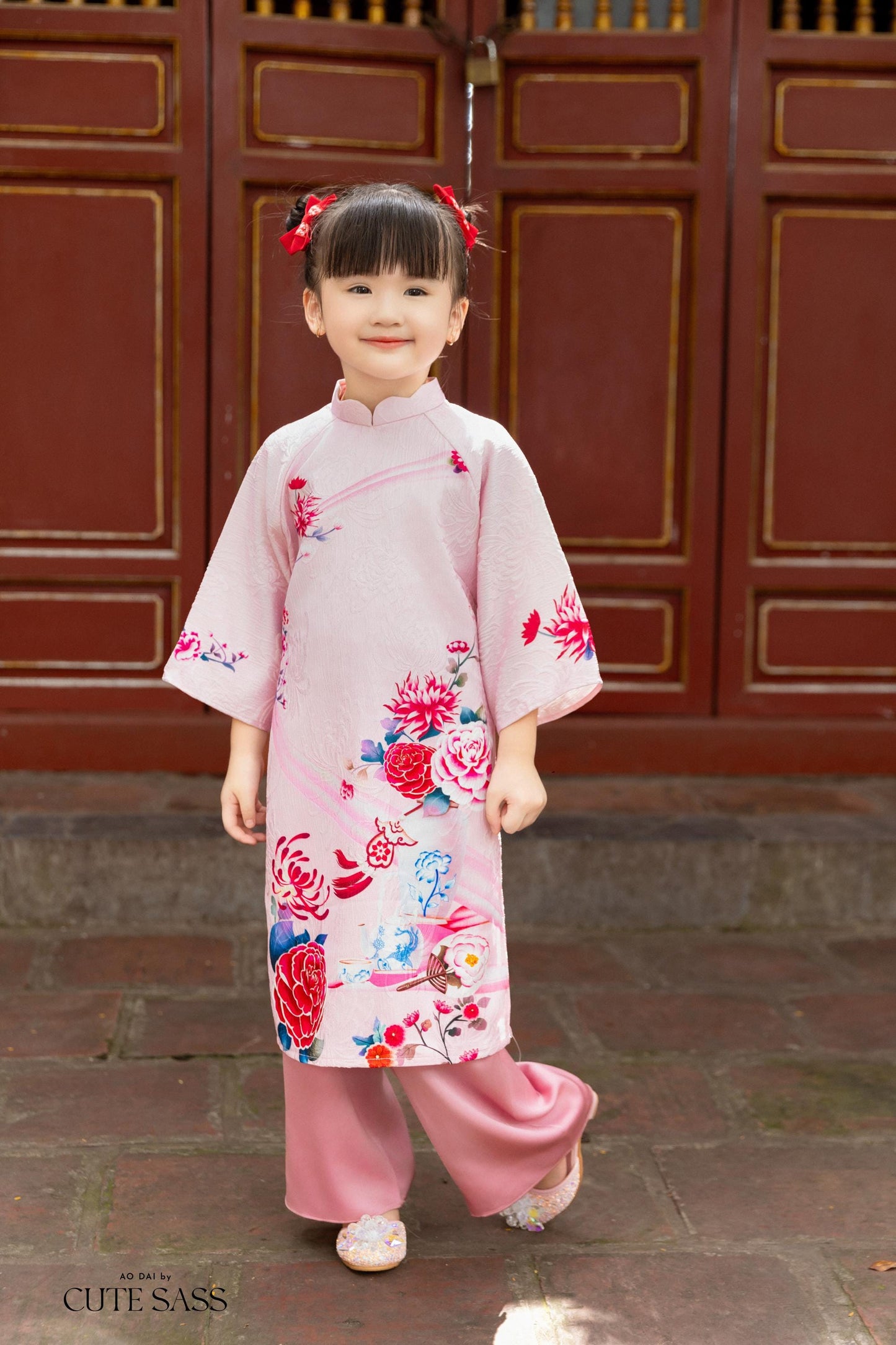 Mom and Daughter Pink Vibrant Matching Ao Dai Set| Pre-made Traditional Vietnamese Ao Dai | Lunar New Year | Ao Dai for Girl, Mom|