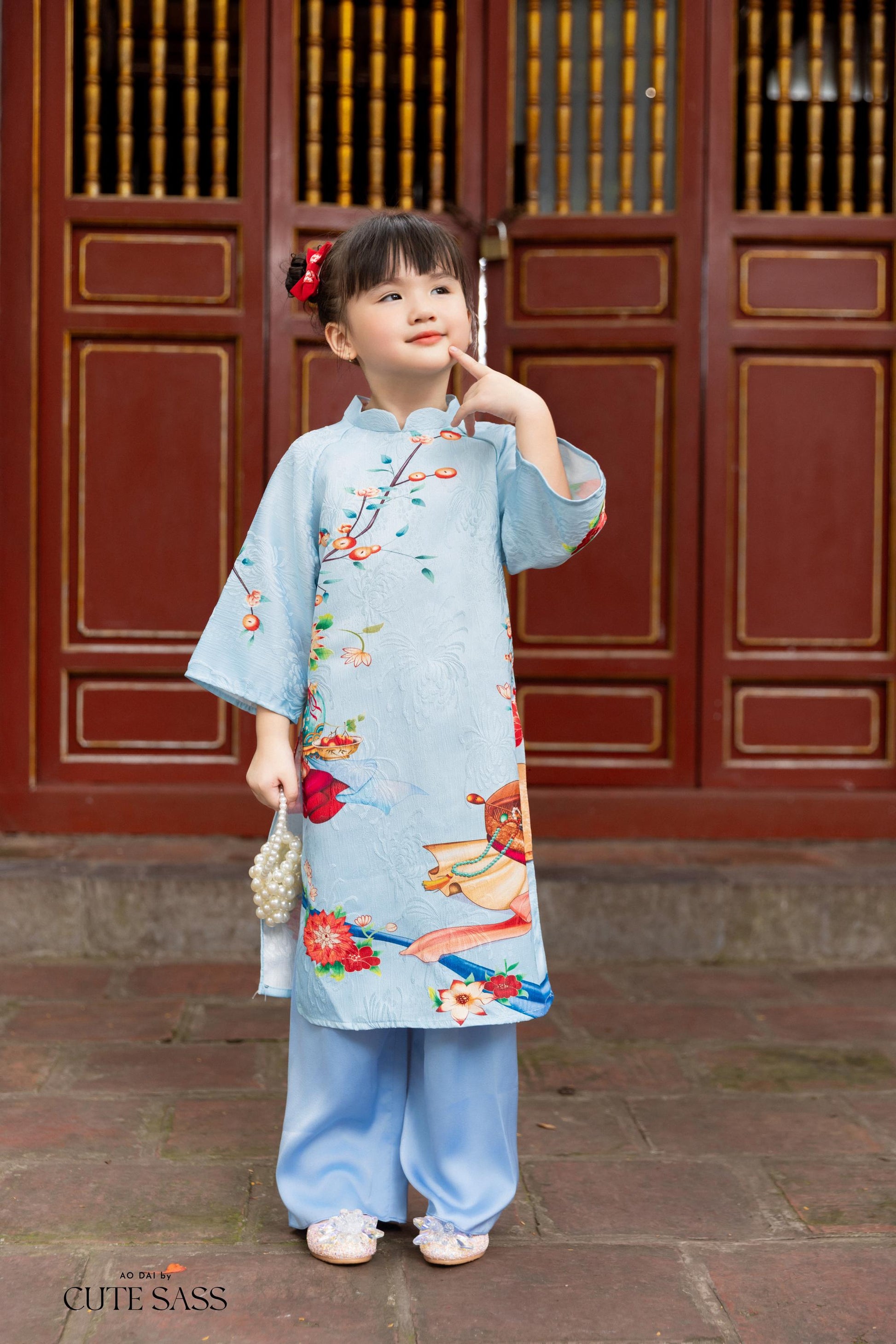 Mom and Daughter Blue Vibrant Matching Ao Dai Set 26D| Pre-made Traditional Vietnamese Ao Dai | Lunar New Year | Ao Dai for Girl, Mom|26D