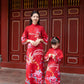 Mom and Daughter Red Vibrant Matching Ao Dai Set| Pre-made Traditional Vietnamese Ao Dai | Lunar New Year | Ao Dai for Girl, Mom|