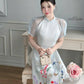 Light Blue Short Sleeves Flower Garden Field Ao Dai Set