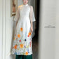 White Flower Garden Field Ao Dai Set | Pre-made Modernized Vietnamese with Pants| Lunar New Year| Ao Dai Cach Tan