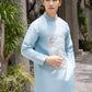 Men Light Blue Embroidered Clouds Ao Dai Gam Top 7A| Pre-made Traditional Vietnamese Ao Dai| Lunar New Year | Ao Dai for Dad | Ao Dai Tet|7A