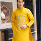 Men Yellow Embroidered Clouds Ao Dai Gam Top 7A| Pre-made Traditional Vietnamese Ao Dai| Lunar New Year | Ao Dai for Dad | Ao Dai Tet|7A