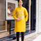 Men Yellow Embroidered Clouds Ao Dai Gam Top 7A| Pre-made Traditional Vietnamese Ao Dai| Lunar New Year | Ao Dai for Dad | Ao Dai Tet|7A