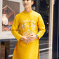 Men Yellow Embroidered Clouds Ao Dai Gam Top 7A| Pre-made Traditional Vietnamese Ao Dai| Lunar New Year | Ao Dai for Dad | Ao Dai Tet|7A