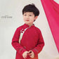 Boy Red/White Silk Button Ao Dai Top | Pre-made Traditional Vietnamese Ao Dai | Lunar New Year | Ao Dai for Boy|