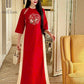 Linen Embroidery Ao Dai Set (6 Colors)