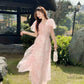 Pink Wing Sleeves Ao Dai Set 30C