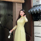 Lime Yellow Embroidery Linh Lan Ao Dai Set 25D