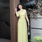 Lime Yellow Embroidery Linh Lan Ao Dai Set 25D