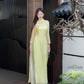 Lime Yellow Embroidery Linh Lan Ao Dai Set 25D