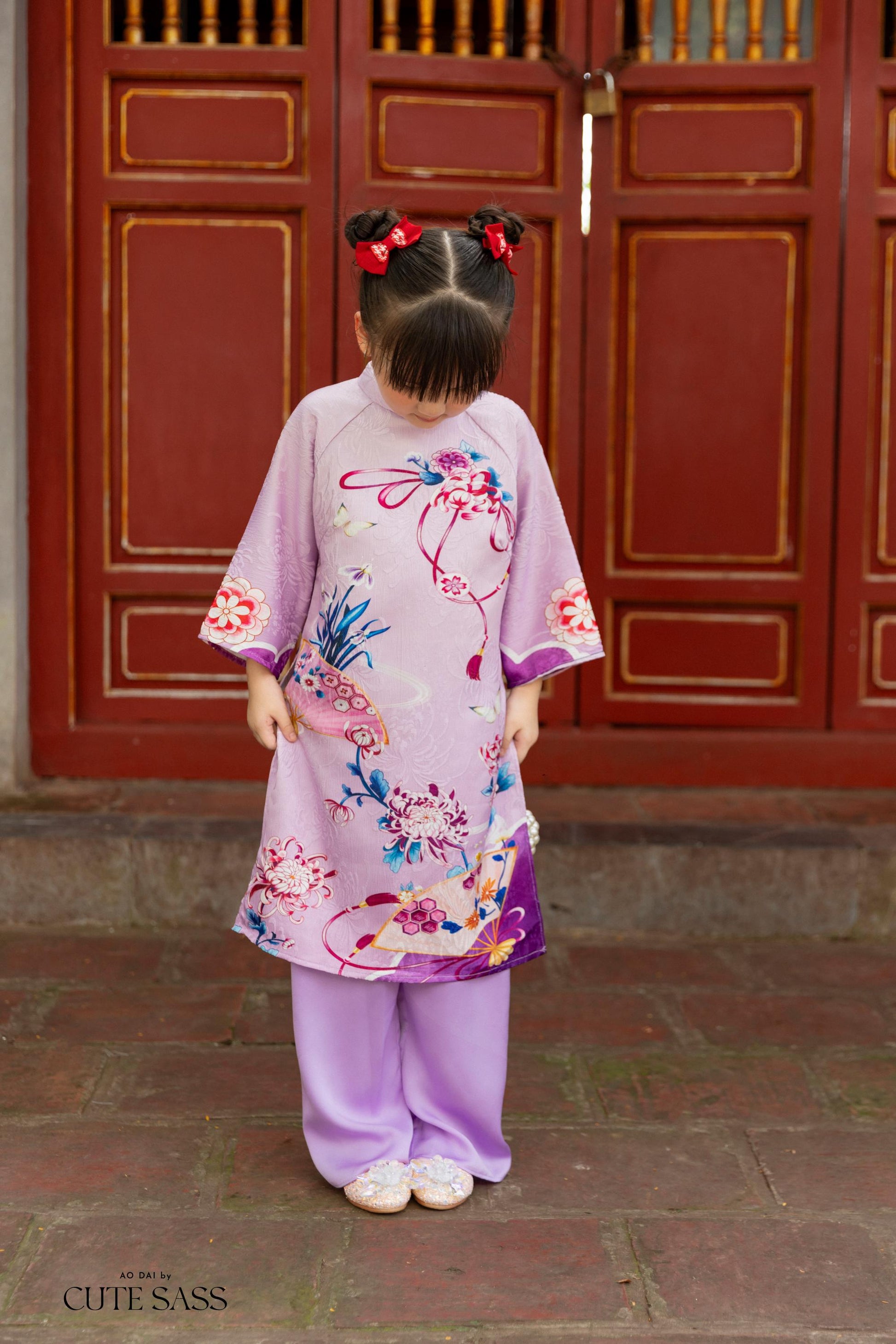 Mom and Daughter Purple Vibrant Matching Ao Dai Set| Pre-made Traditional Vietnamese Ao Dai | Lunar New Year | Ao Dai for Girl, Mom|