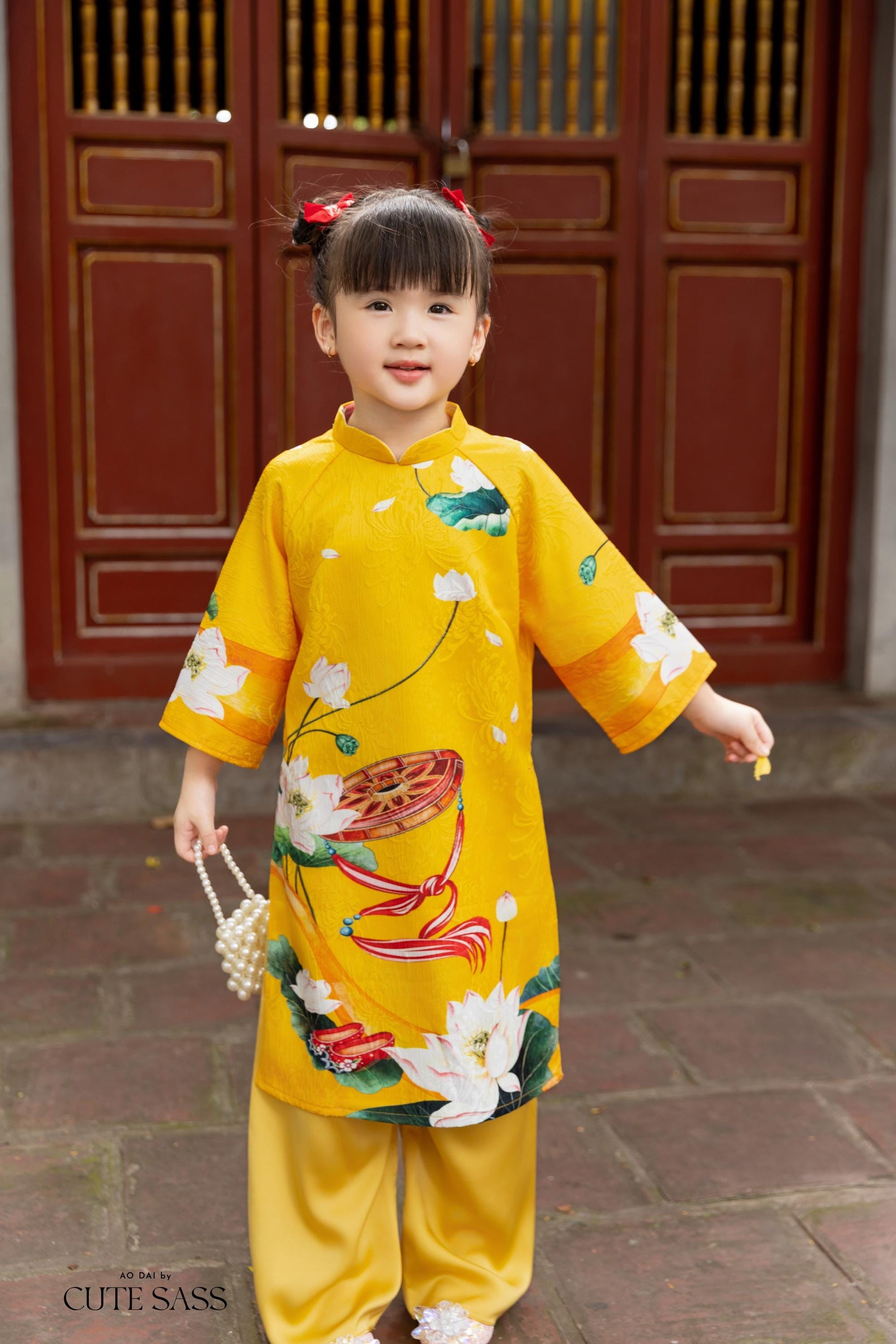 Mom and Daughter Yellow Vibrant Matching Ao Dai Set