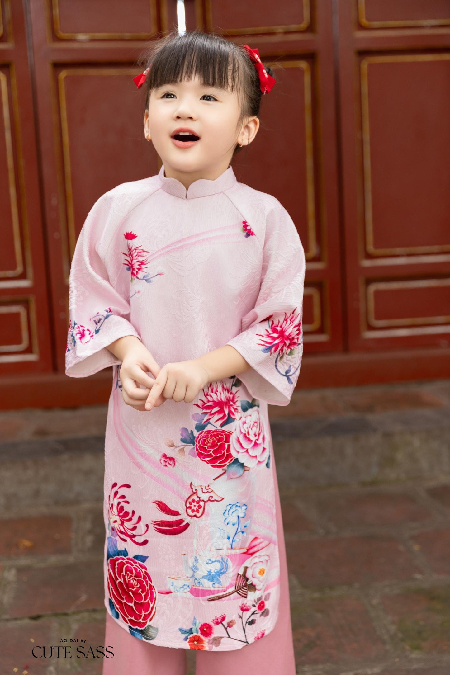 Mom and Daughter Pink Vibrant Matching Ao Dai Set| Pre-made Traditional Vietnamese Ao Dai | Lunar New Year | Ao Dai for Girl, Mom|