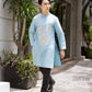 Men Light Blue Embroidered Clouds Ao Dai Gam Top 7A| Pre-made Traditional Vietnamese Ao Dai| Lunar New Year | Ao Dai for Dad | Ao Dai Tet|7A