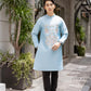 Men Light Blue Embroidered Clouds Ao Dai Gam Top 7A| Pre-made Traditional Vietnamese Ao Dai| Lunar New Year | Ao Dai for Dad | Ao Dai Tet|7A