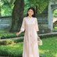 Light Pink Sakura Pearl Gấm Ao Dai Set w/ Hot Pink Gấm Pants