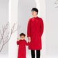 Men and Boy Red Tu Minh Ao Dai Set