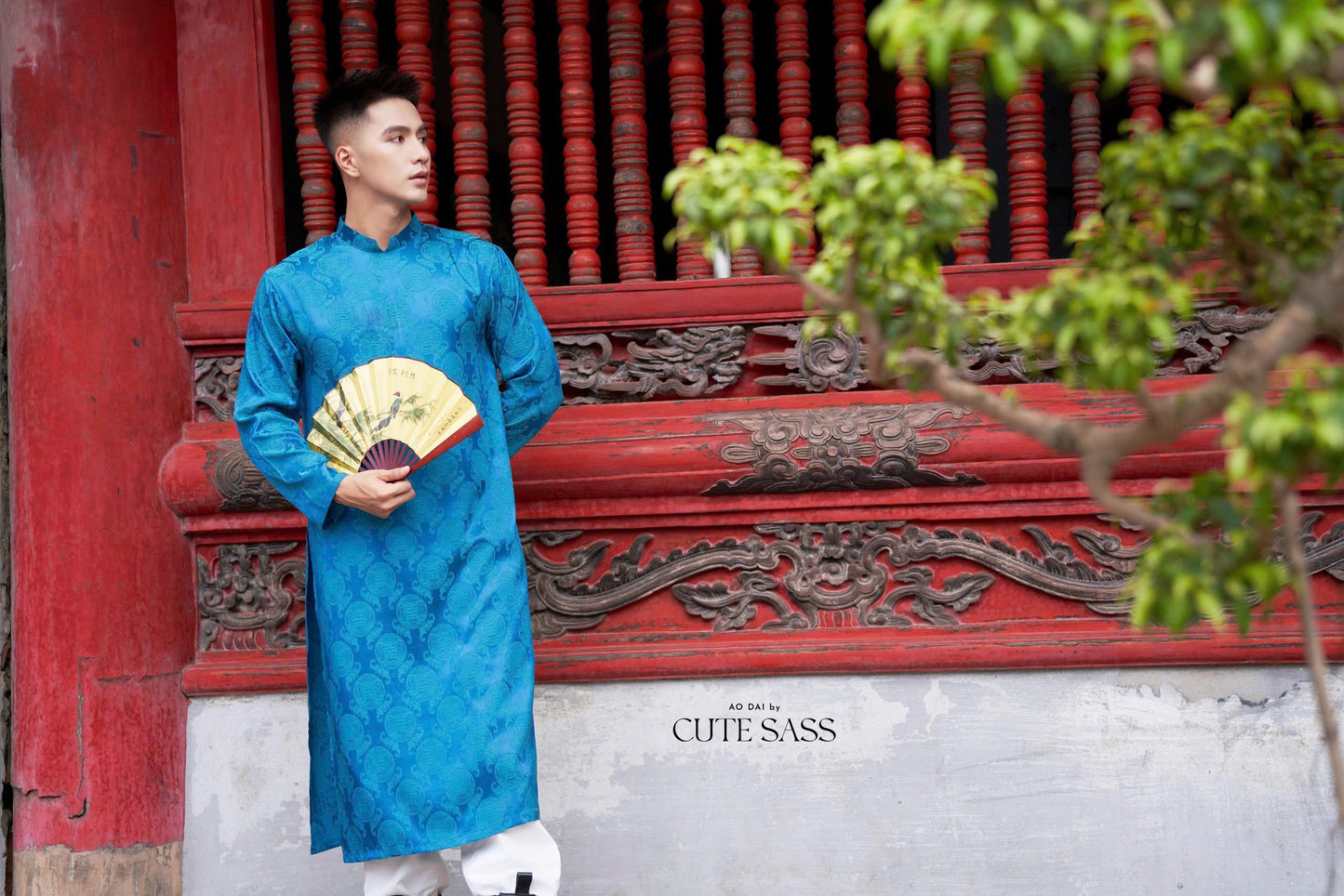 Men Blue Gam Silk Ao Dai Top| Pre-made Traditional Vietnamese Ao Dai| Lunar New Year | Ao Dai for Dad, Boy | Ao Dai Tet|