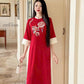 Linen Embroidery Ao Dai Set (6 Colors)