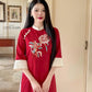 Linen Embroidery Ao Dai Set (6 Colors)