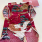 Pet Maroon Hac Patterns Ao Dai with Buttons 14-15B