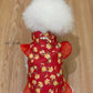 Pet Red Wing Sleeves Daisy Ao Dai 14-15B| Pet Vietnamese Ao Dai Outfit | Cute Dog and Cat Ao Dai | Lunar New Year Pet Clothes |